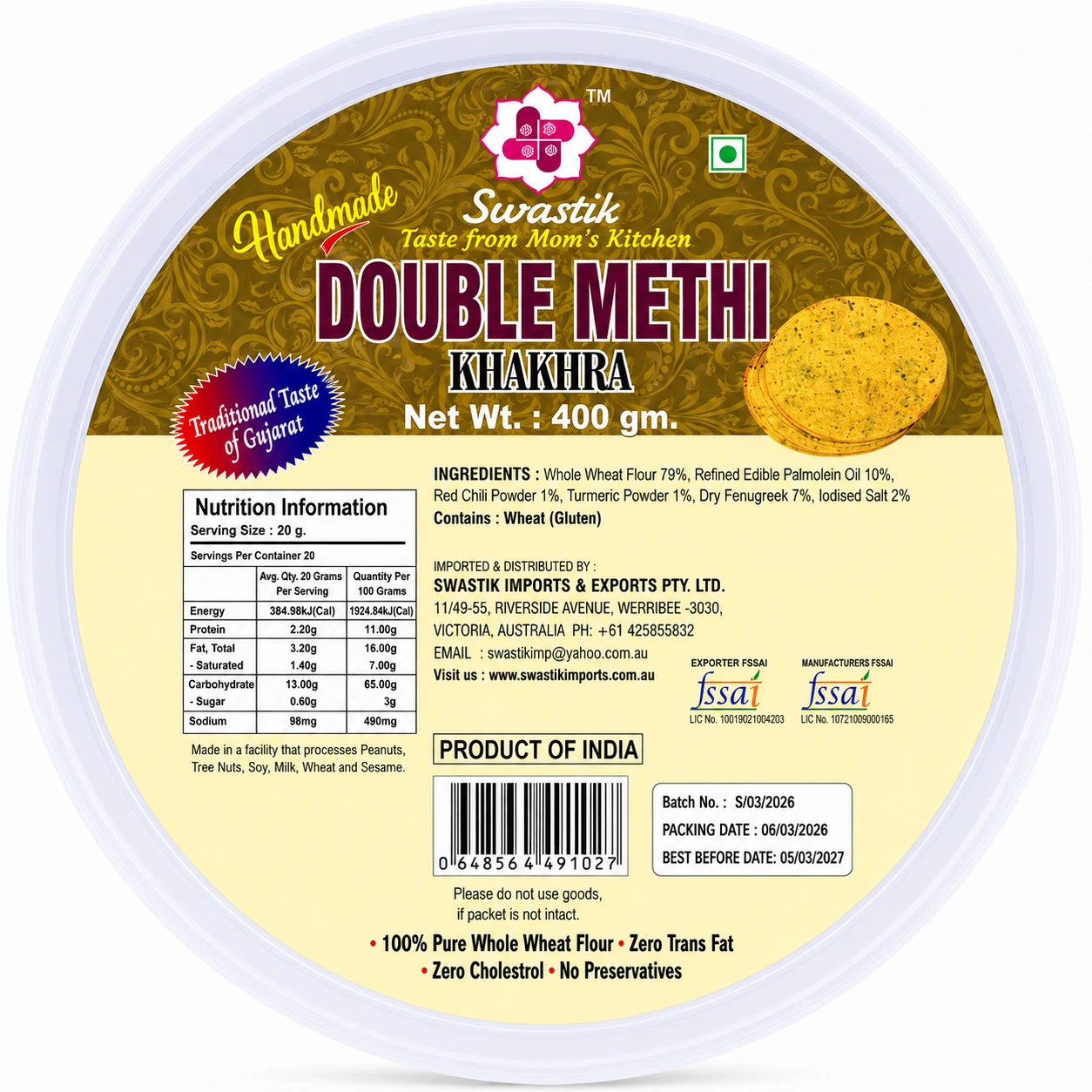 Double Methi Khakhra
